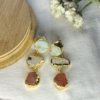 14k gold plated premium dangler earrings with green aventurine, kiwi stone red jasper natural stones by silly owl gold natural stone jewellery