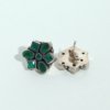 925 sterling silver natural green stone studs with a floral royal evergreen design for daily wear dainty everyday earrings by silly owl