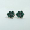 925 sterling silver natural green stone studs with a floral royal evergreen design for daily wear dainty everyday earrings by silly owl (2)