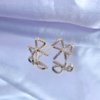 AD artificial diamond studded bow shaped western collection dainty earrings with a gold finish anti tranish water resitant jewllery with a silver 925 post elegance by silly owl