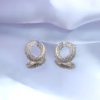 AD artificial diamond studded circular gold finish western collection earrings anti tranish water resitant jewllerywith a silver 925 post halo earrings elegance by silly owl