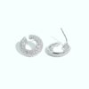 AD artificial diamond studded circular silver finish western collection earrings anti tranish water resitant jewllerywith a silver 925 post halo earrings elegance by silly owl