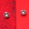 AD artificial diamond studded floral with peral western collection dainty earrings with a silver finish anti tranish water resitant jewllery with a silver 925 post elegance by silly owl