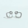 AD artificial diamond studded ora design 2 intersecting squares western collection dainty earrings with a silver finish anti tranish water resitant jewllery with a silver 925 post elegance by silly owl (3)