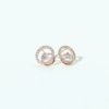 AD artificial diamond studded ora design intersecting circles western dainty earrings with a rose gold finish anti tranish water resitant jewllery with a silver 925 post elegance by silly owl 2