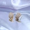 AD artificial diamond studded royal looking huggie earrings western collection dainty earrings with a goldfinish anti tranish water resitant jewllery with a silver 925 post elegance by silly owl