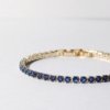 gold finish with ad artificial diamond having round blue diamonds elegant tennis bracelet anti tarnish water resistant jewelry by silly owl (3)