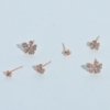 rose gold finish flower studded with small flower and diamond stud earring a set of 3 earrings with a silver 925 post for daily wear anti tarnish and water resitant jewelry by silly owl