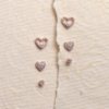 rose gold finish heart studded with a pearl stud earring a set of 3 earrings with a silver 925 post for daily wear anti tarnish and water resitant jewelry by silly owl