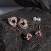 rose gold finish knot studded with a pearl stud earring a set of 3 earrings with a silver 925 post for daily wear anti tarnish and water resitant jewelry by silly owl