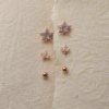 rose gold finish maple leaf studded with a leaf and rose gold stud earring a set of 3 earrings with a silver 925 post for daily wear anti tarnish and water resitant jewelry by silly owl