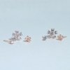 rose gold finish studded soliatare flower with diamond stud earring a set of 3 earrings with a silver 925 post for daily wear anti tarnish and water resitant jewelry by silly owl (2)