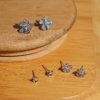 silver finish flower studded with small flower and diamond stud earring a set of 3 earrings with a silver 925 post for daily wear anti tarnish and water resitant jewelry by silly owl