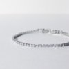 silver rhodium finish with ad artificial diamond having round 2mm diamonds elegant tennis bracelet anti tarnish water resistant jewelry by silly owl