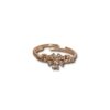 under 200 elegant dainty everyday wear jewelry anti tarnish adjustable rose gold finish rings with a diamond studded floral design by silly owl