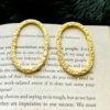 14 kt gold polish finish hammered finish light weight gold oval statement earrings by silly owl (7)