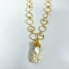 14 kt gold polish premium necklace with mother of pearl baroque and fresh water pearls long necklace by silly owl owl premium gold natural stone jewelry