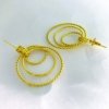 14k gold plated premium dangler stud earrings with twisted a plain wire pipe hoop layers by silly owl gold natural stone jewellery (3)