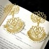 14kt gold polish lotus mandala laser cut earrings with pearl hangings double layer gold earrings by silly owl (2)