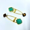 14kt gold polish premium dangler earrings with blackpolsih and turquise sea green monalisa stone long earrings by silly owl premium natural stone jewellery (2)