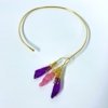 14kt gold polish premium statement jewellery with natural druzzy pink and purple stone in a hansli choker necklace with a minimal design by silly owl statement gold premium jewelry