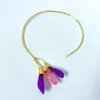 14kt gold polish premium statement jewellery with natural druzzy pink and purple stone in a hansli choker necklace with a minimal design by silly owl statement gold premium jewelry (1)