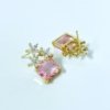 Diamond western elegant studs with artificial diamond a gold finish and baby pink diamond glass stone crystal anti tarnish jewellery by silly owl