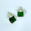 Diamond western elegant studs with artificial diamond a gold finish and green glass stone crystal anti tarnish jewellery by silly owl (1)