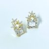 Diamond western elegant studs with artificial diamond a gold finish anti tarnish jewellery by silly owl