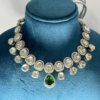 art bridal wedding jewellery with cubic zirconia cz , emerald green zirconia with mossanite polki and a silver polish necklace set with earrings by silly owl