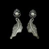 contemporary design oxidised earrings by silly owl with a floral top black stones and pearl and a hanging leaf design(2)