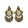 dual tone silver polish oxidised earrings with white monalisa stone and a ganesh ganpati design statement jewellery by silly owl (2)