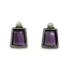 elegant oxidised earrings with purple monalisa stone and pearl with a minimalist design by silly owl jewellery