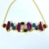 fusion jewellery with purple natural druzzy stone pink monalisa stone fresh water pearls blue, ruby red and emerald green zirconia and a 14kt gold polish natural stones gold choker by silly owl(1)