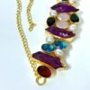 fusion jewellery with purple natural druzzy stone pink monalisa stone fresh water pearls blue, ruby red and emerald green zirconia and a 14kt gold polish natural stones gold choker by silly owl(5)