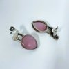 indo western contemporary oxidised earring design by silly owl with a dear and drop shaped pink monalisa stone earrings 1