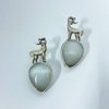 indo western contemporary oxidised earring design by silly owl with a dear and drop shaped white monalisa stone earrings 1