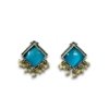 indo western trending elegant oxidised earrings by silly owl with a blue monalisa square stone and pearls(1)