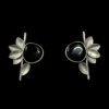 modern contemporary design anti allergy anti tarnish oxisided earrings with a 5 leaf design and a black monalisa stone by silly owl oxidised jewelery(1)