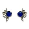 modern contemporary design anti allergy anti tarnish oxisided earrings with a 5 leaf design and a blue monalisa stone by silly owl oxidised jewelery(1)