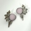 modern contemporary design anti allergy anti tarnish oxisided earrings with a 5 leaf design and a light pink monalisa stone by silly owl oxidised jewelry (2)