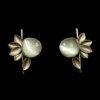 modern contemporary design anti allergy anti tarnish oxisided earrings with a 5 leaf design and a white monalisa stone by silly owl oxidised jewelery(1)