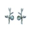 modern quirky oxidised earrings with a white monalisa stone a branch and bird design nature themed jewellery by silly owl