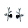 modern quirky oxidised earrings with grey monalisa stone a branch and bird design nature themed jewellery by silly owl