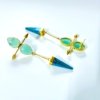 ocean blue crystal and turquoise gold polish dangler statement earrings gold quirky jewellery by silly owl (1)