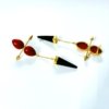 red coral and black natural stone gold polish dangler statement earrings gold quirky jewellery by silly owl(1)