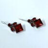 Elegant ruby red Monalisa stone hanging oxidised earrings with fish hook by silly owl (2)