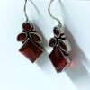 Elegant ruby red Monalisa stone hanging oxidised earrings with fish hook by silly owl (3)