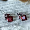 Elegant ruby red Monalisa stone hanging oxidised earrings with fish hook by silly owl (5)