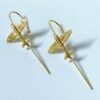 Gold finish air plane quirky earrings ear cuff ear needle earrings by silly owl